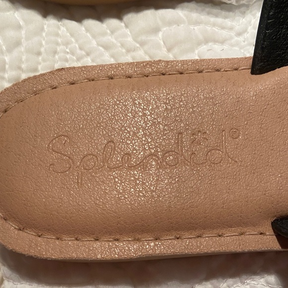 Splendid Black Strappy Slide Sandals with Tan Footbed - Picture 4 of 6